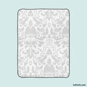 Classic Silver Ash Damask Pattern Fleece Blanket 1