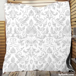 Classic Silver Ash Damask Pattern Quilt Blanket