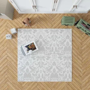 Classic Silver Ash Damask Pattern Rug