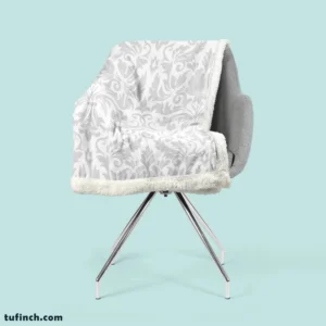 Classic Silver Ash Damask Pattern Sherpa Fleece Blanket 2