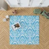 Classic Vintage Damask In Butterfly Blue Rug