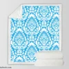 Classic Vintage Damask In Butterfly Blue Sherpa Fleece Blanket