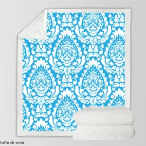 Classic Vintage Damask In Butterfly Blue Sherpa Fleece Blanket