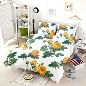 Classic Yellow Roses & Rose Buds Bedding Set