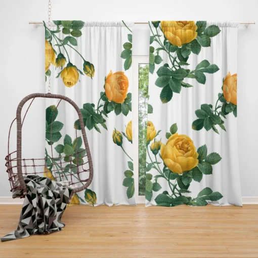 Classic Yellow Roses & Rose Buds Curtain