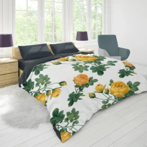 Classic Yellow Roses & Rose Buds Duvet Cover 1