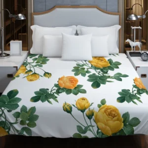 Classic Yellow Roses & Rose Buds Duvet Cover