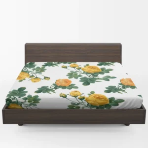 Classic Yellow Roses & Rose Buds Fitted Sheet 1