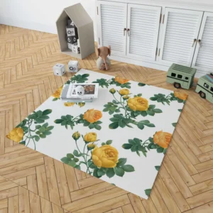 Classic Yellow Roses & Rose Buds Rug 1