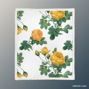 Classic Yellow Roses & Rose Buds Sherpa Fleece Blanket 1