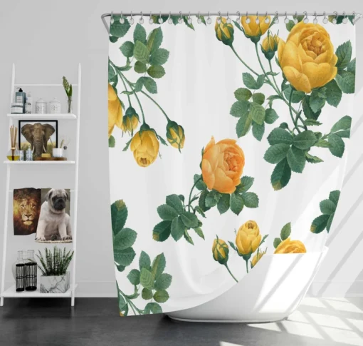 Classic Yellow Roses & Rose Buds Shower Curtain