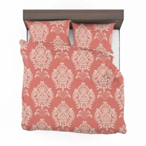 Classical Damask Pattern Element on Australian Coral Bedding Set 1