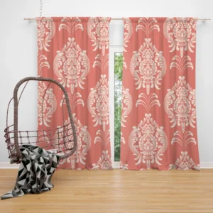 Classical Damask Pattern Element on Australian Coral Curtain