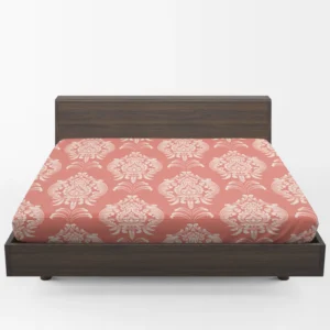 Classical Damask Pattern Element on Australian Coral Fitted Sheet 1