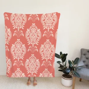 Classical Damask Pattern Element on Australian Coral Fleece Blanket