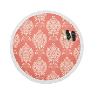 Classical Damask Pattern Element on Australian Coral Round Beach Towel