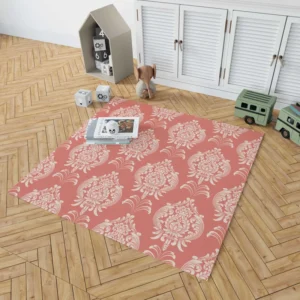 Classical Damask Pattern Element on Australian Coral Rug 1