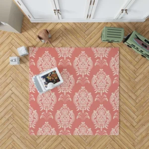 Classical Damask Pattern Element on Australian Coral Rug