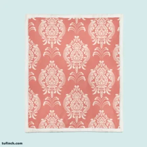 Classical Damask Pattern Element on Australian Coral Sherpa Fleece Blanket 1