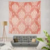 Classical Damask Pattern Element on Australian Coral Wall Tapestry