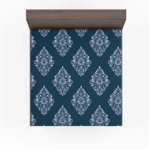 Classical Damask Pattern on Midnight Blue  BG Fitted Sheet