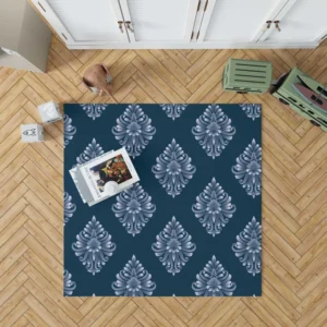 Classical Damask Pattern on Midnight Blue  BG Rug