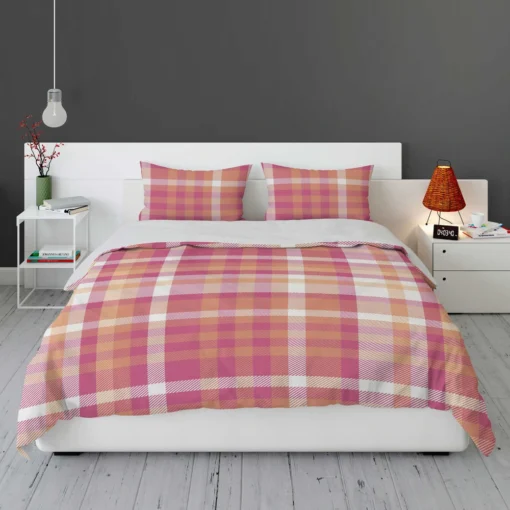 Classical Pink Tartan Scottish Style Bedding Set 1