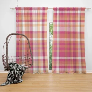 Classical Pink Tartan Scottish Style Curtain