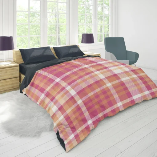 Classical Pink Tartan Scottish Style Duvet Cover 1