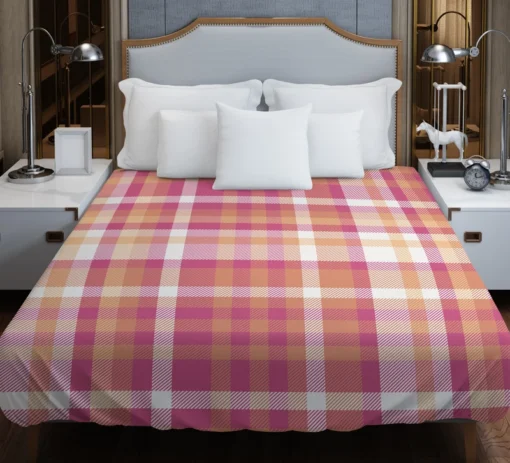 Classical Pink Tartan Scottish Style Duvet Cover