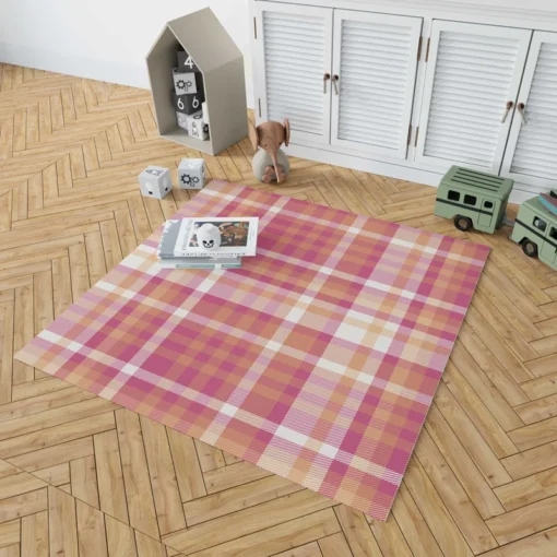 Classical Pink Tartan Scottish Style Rug 1