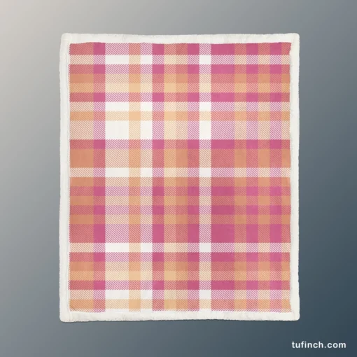 Classical Pink Tartan Scottish Style Sherpa Fleece Blanket 1