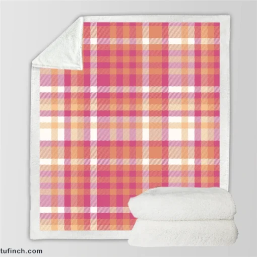 Classical Pink Tartan Scottish Style Sherpa Fleece Blanket