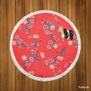 Clove Flower Pattern Round Beach Towel