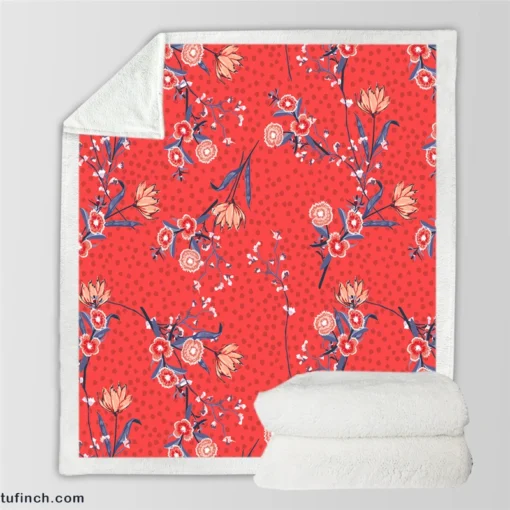 Clove Flower Pattern Sherpa Fleece Blanket