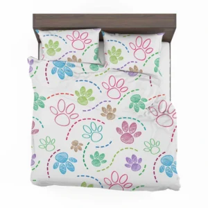 Color Pencil Sketched Dog Paw Bedding Set 2