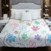 Color Pencil Sketched Dog Paw Duvet Cover