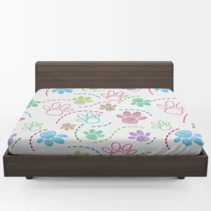 Color Pencil Sketched Dog Paw Fitted Sheet 1