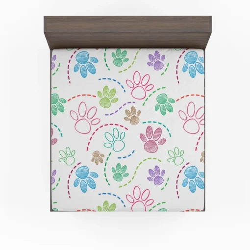 Color Pencil Sketched Dog Paw Fitted Sheet