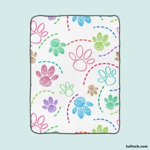 Color Pencil Sketched Dog Paw Fleece Blanket 1