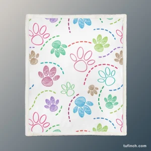 Color Pencil Sketched Dog Paw Sherpa Fleece Blanket 1