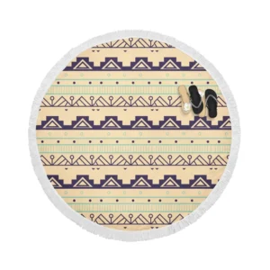 Colored Decorative Ornaments Collection Round Beach Towel