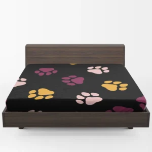 Colored Dog Paws Print Fitted Sheet 1