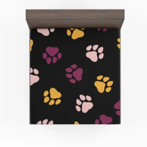 Colored Dog Paws Print Fitted Sheet