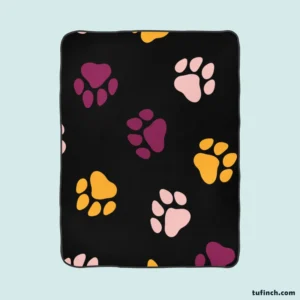 Colored Dog Paws Print Fleece Blanket 1