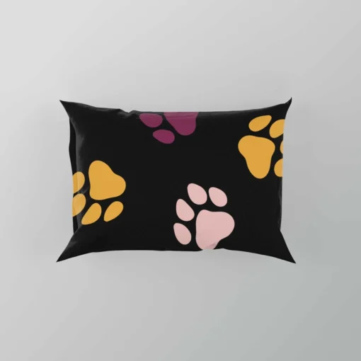 Colored Dog Paws Print Pillow Case