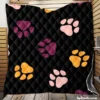 Colored Dog Paws Print Quilt Blanket