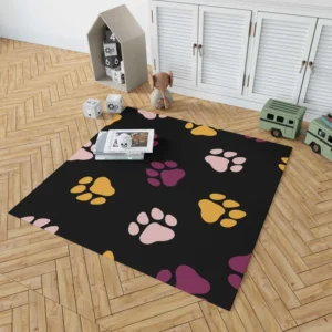 Colored Dog Paws Print Rug 1