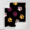 Colored Dog Paws Print Sherpa Fleece Blanket