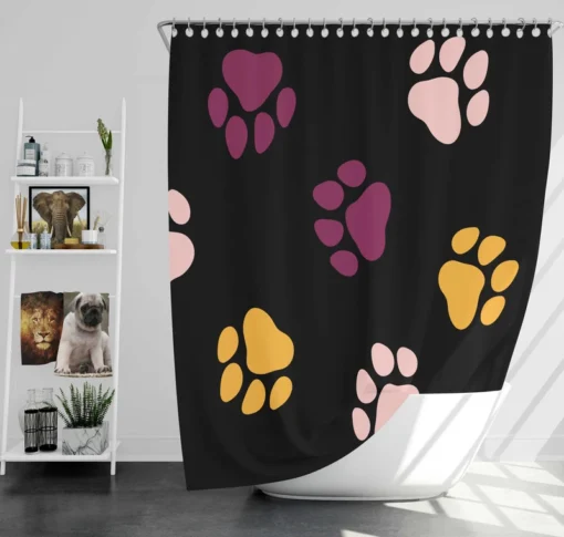 Colored Dog Paws Print Shower Curtain